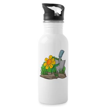 Jardin motif jardin cadeau jardinier - Gourde avec paille intégrée - blanc - Droite