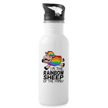Regenbogen Schaf - LGBT Schaf Familie Geschenk - Trinkflasche mit integriertem Trinkhalm - Weiß - Rechts