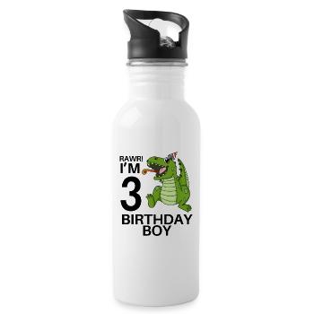 3rd birthday - 3 years old - children's birthday party - Water bottle with straw - white - Right