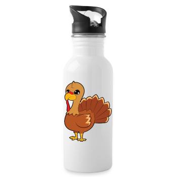 Truthahn - Trinkflasche mit integriertem Trinkhalm - Weiß - Rechts