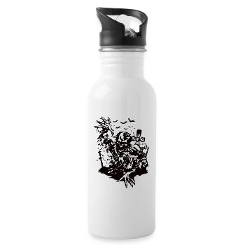 Corbeau peste d’horreur - Gourde avec paille intégrée - blanc - Droite