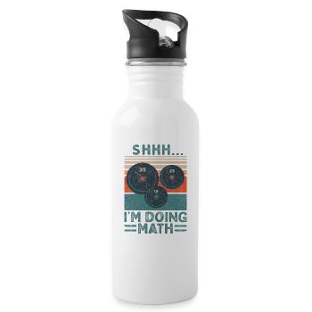Funny Weightlifter Strength Sports Gym Muscle Building - Water bottle with straw - white - Right
