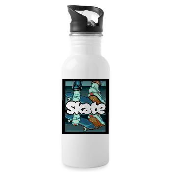 skate - Trinkflasche mit integriertem Trinkhalm - Weiß - Rechts