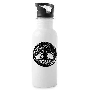 Tree of Life Circle Design - Water bottle with straw - white - Right