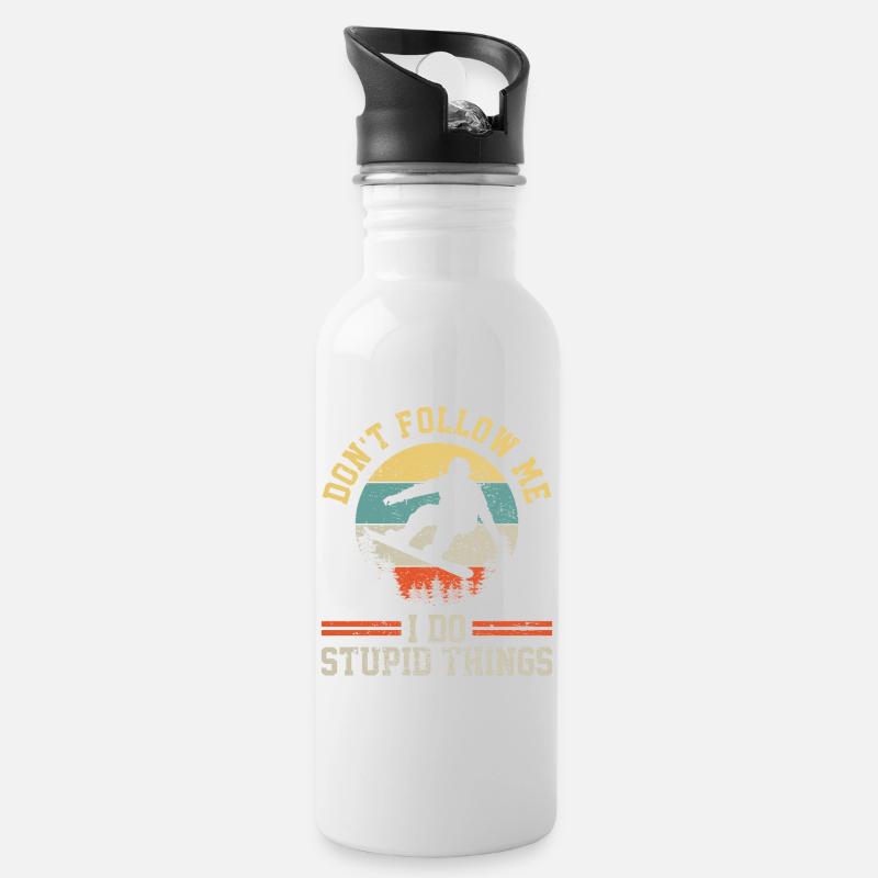 Snowboard Snowboarder Vintage - Trinkflasche mit integriertem Trinkhalm - Weiß