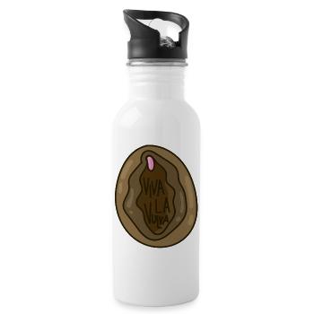 viva la vulva Feminismus Spruch - Trinkflasche mit integriertem Trinkhalm - Weiß - Rechts