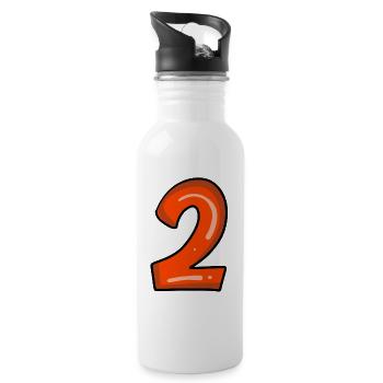 2 rot - Trinkflasche mit integriertem Trinkhalm - Weiß - Rechts