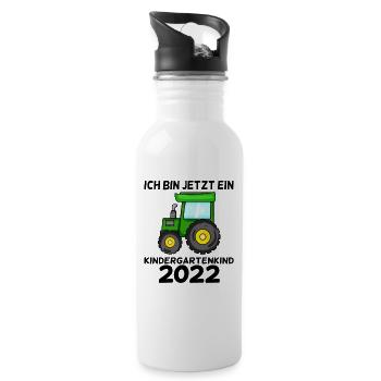 Kindergarten Kindergartenkind 2022 - Trinkflasche mit integriertem Trinkhalm - Weiß - Rechts