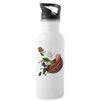 Whimsical Cat Noodle - Water bottle with straw - white - Right
