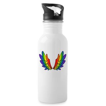 Rainbow Angel Wings - Angel Wings - Water bottle with straw - white - Right