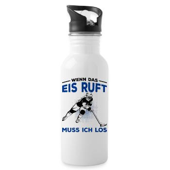 Eishockey - Trinkflasche mit integriertem Trinkhalm - Weiß - Rechts