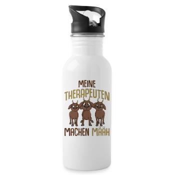 Ziege - Trinkflasche mit integriertem Trinkhalm - Weiß - Rechts