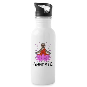 Yoga Namaste Sloth - Water bottle with straw - white - Right
