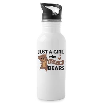 Only one girl who loves bears - cute bear - Water bottle with straw - white - Right