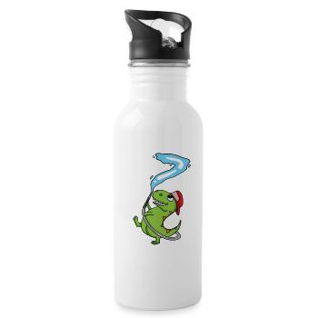 7th Birthday Dinosaur Fire Brigade Gift - Water bottle with straw - white - Right