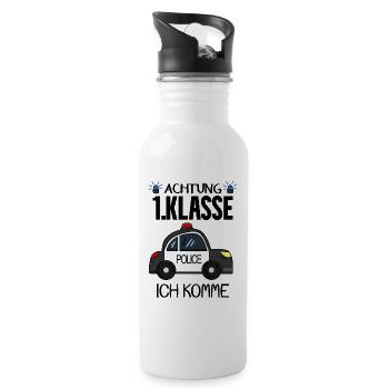 Einschulung Erste Klasse Junge - Trinkflasche mit integriertem Trinkhalm - Weiß - Rechts