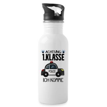 Einschulung Erste Klasse Junge - Trinkflasche mit integriertem Trinkhalm - Weiß - Rechts