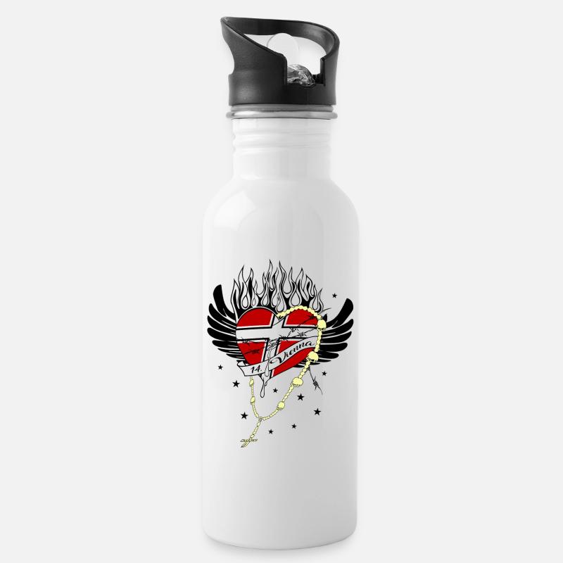 Wien 14 Penzing - Trinkflasche mit integriertem Trinkhalm - Weiß