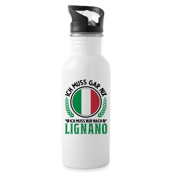 Lignano Italien Urlaub Reise Geschenk - Trinkflasche mit integriertem Trinkhalm - Weiß - Rechts
