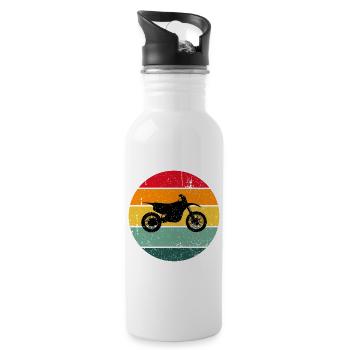 Vintage Retro Motorrad Biker Motorräder Racing - Trinkflasche mit integriertem Trinkhalm - Weiß - Rechts