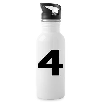 Number 4 in black - Water bottle with straw - white - Right