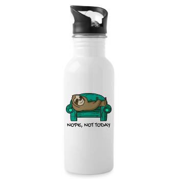 Faultier lustig auf Sofa Geschenk - Trinkflasche mit integriertem Trinkhalm - Weiß - Rechts