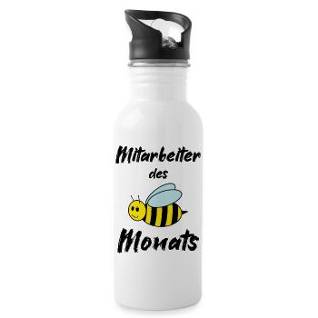 Biene - Mitarbeiter des Monats - Trinkflasche mit integriertem Trinkhalm - Weiß - Rechts