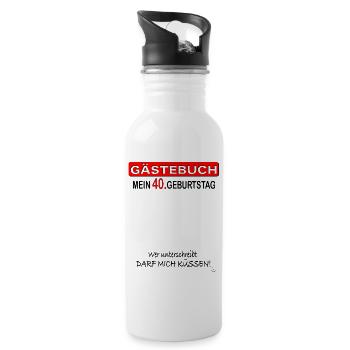 40. Geburtstag I Runder Geburtstag Geschenk Idee - Trinkflasche mit integriertem Trinkhalm - Weiß - Rechts