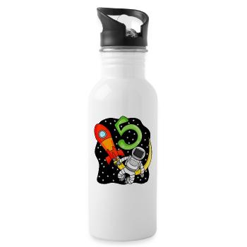5th Birthday Astronaut Boy 5 Years Gift - Water bottle with straw - white - Right