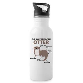 süße Otter Erklärung Anatomy of an Otter - Trinkflasche mit integriertem Trinkhalm - Weiß - Rechts