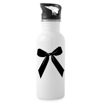 Black ribbon - Water bottle with straw - white - Right