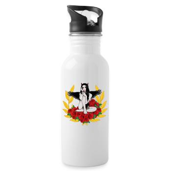 Devilish Devil Woman Satan's Roast Devil - Water bottle with straw - white - Right
