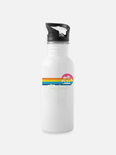 Thailand - Trinkflasche mit integriertem Trinkhalm - Weiß