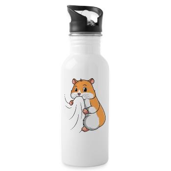 Hamster - Trinkflasche mit integriertem Trinkhalm - Weiß - Rechts