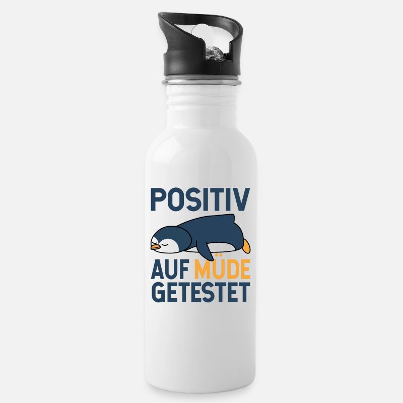 Pinguin Arbeit Beruf faul lustiges Geschenk - Trinkflasche mit integriertem Trinkhalm - Weiß