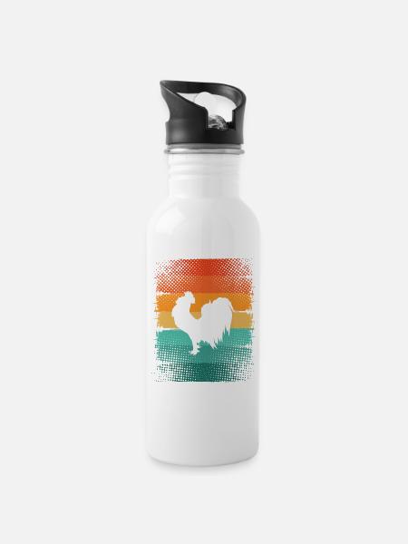Hahn - Trinkflasche mit integriertem Trinkhalm - Weiß