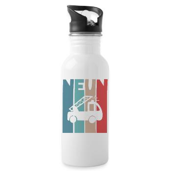 Feuerwehr 9 Jahre Kinder - Trinkflasche mit integriertem Trinkhalm - Weiß - Rechts