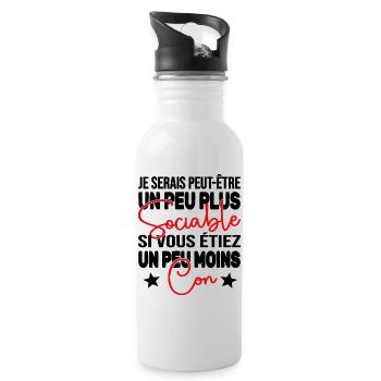 Je Serais Peut être Un Peu Plus Sociable Cadeau - Gourde avec paille intégrée - blanc - Droite