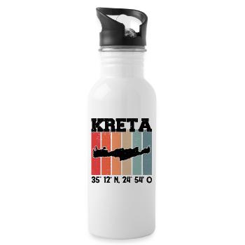 Kreta Koordinaten Griechenland Urlaub Reise - Trinkflasche mit integriertem Trinkhalm - Weiß - Rechts