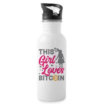 This Girl Loves Bitcoin - Trinkflasche mit integriertem Trinkhalm - Weiß - Rechts