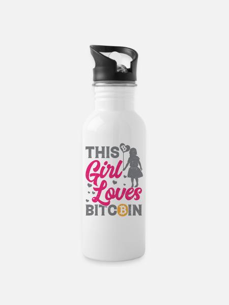 This Girl Loves Bitcoin - Water bottle with straw - white