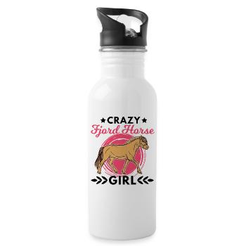 Crazy Fjord Horse Girl Fjordpferd - Trinkflasche mit integriertem Trinkhalm - Weiß - Rechts
