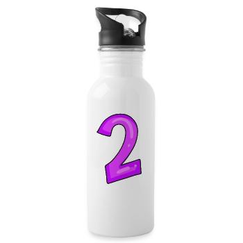 Zwei - Nummer 2 - Trinkflasche mit integriertem Trinkhalm - Weiß - Rechts