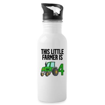 Tractor 4 years Boy 4th birthday son - Water bottle with straw - white - Right