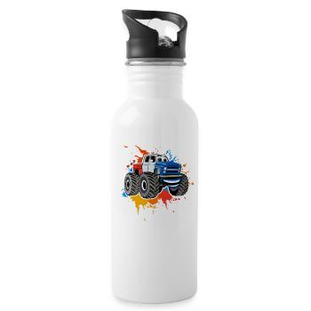 Monstertruck - Trinkflasche mit integriertem Trinkhalm - Weiß - Rechts