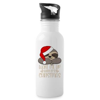 Réveille-moi quand c’est la paresse de Noël - Gourde avec paille intégrée - blanc - Droite
