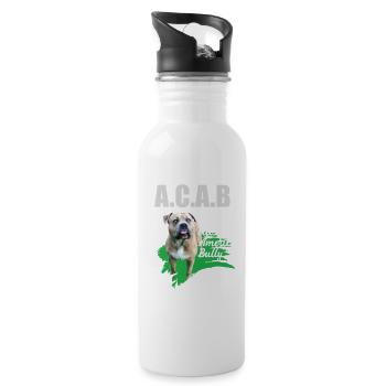 A classic American Bully without docked ears ACAB - Water bottle with straw - white - Right