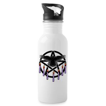 Halloween Pentagramme Corbeau Occulte Satan Diable - Gourde avec paille intégrée - blanc - Droite
