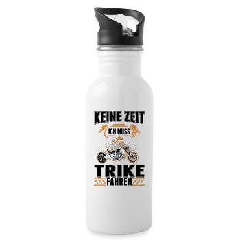 Keine Zeit Ich muss Trike fahren Triker - Trinkflasche mit integriertem Trinkhalm - Weiß - Rechts