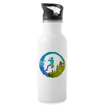 Bergsteiger Papa Vatertag Watercolor Climber - Trinkflasche mit integriertem Trinkhalm - Weiß - Rechts